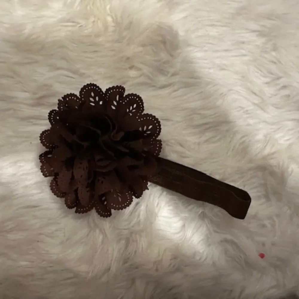 Brown Eyelet Flower Headband   7828  Handmade NWT Boutique